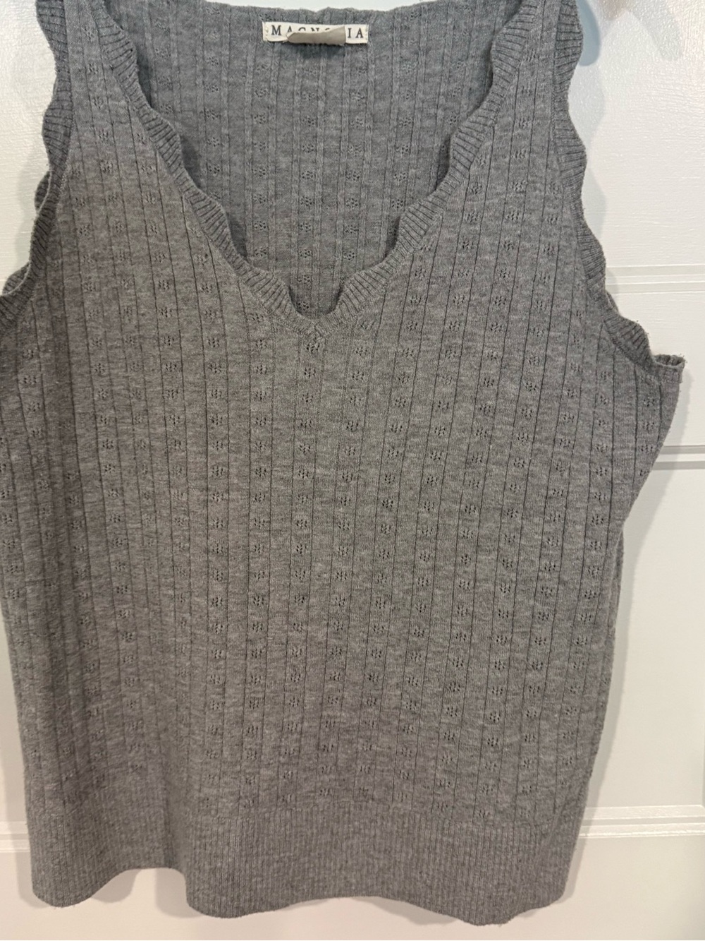 Magnolia Light Gray Ribbed Knit V-Neck Tank